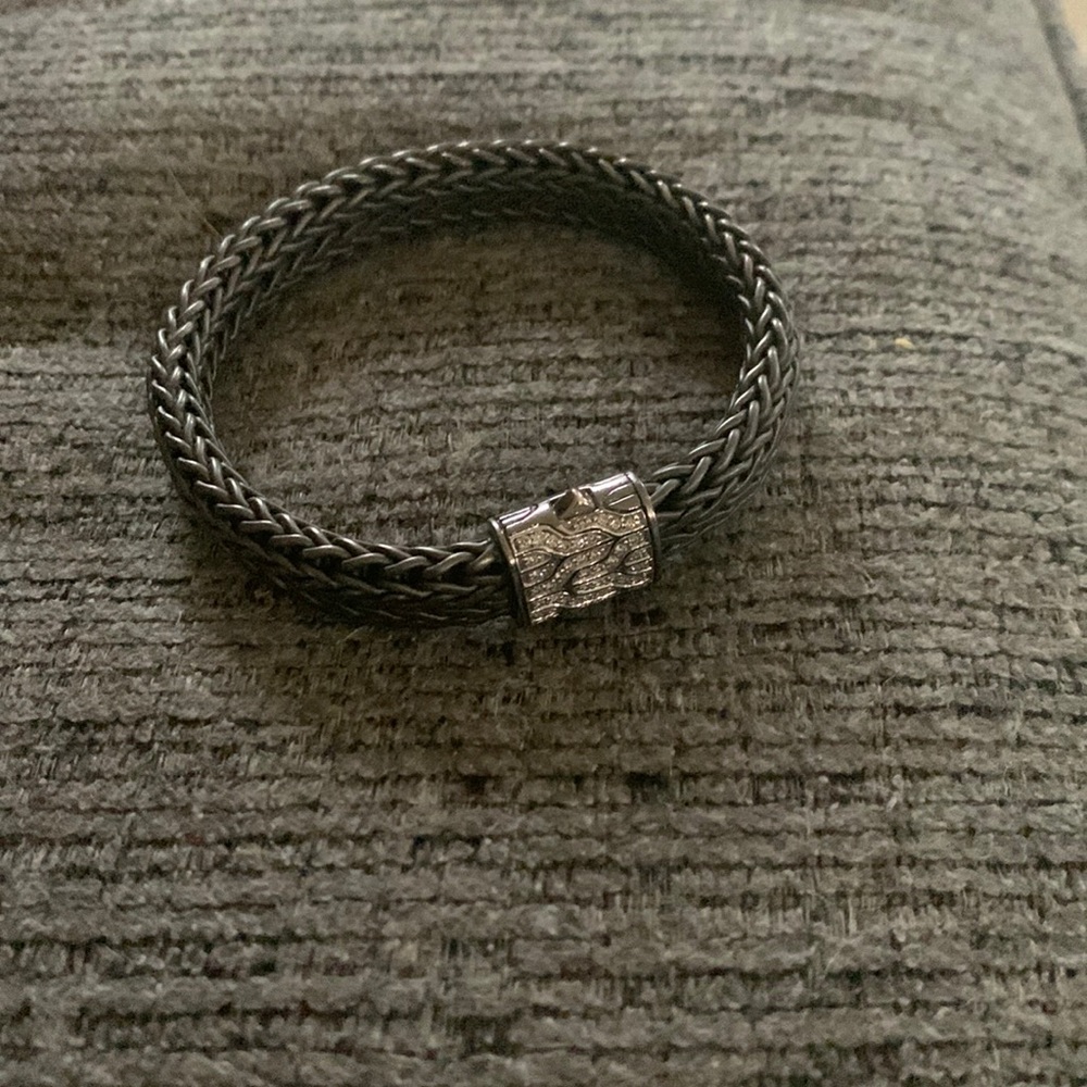 🎊 John hardy Mens chain black rhodium-diamond bracelet 🔥🔥🔥Exclusive 🌟